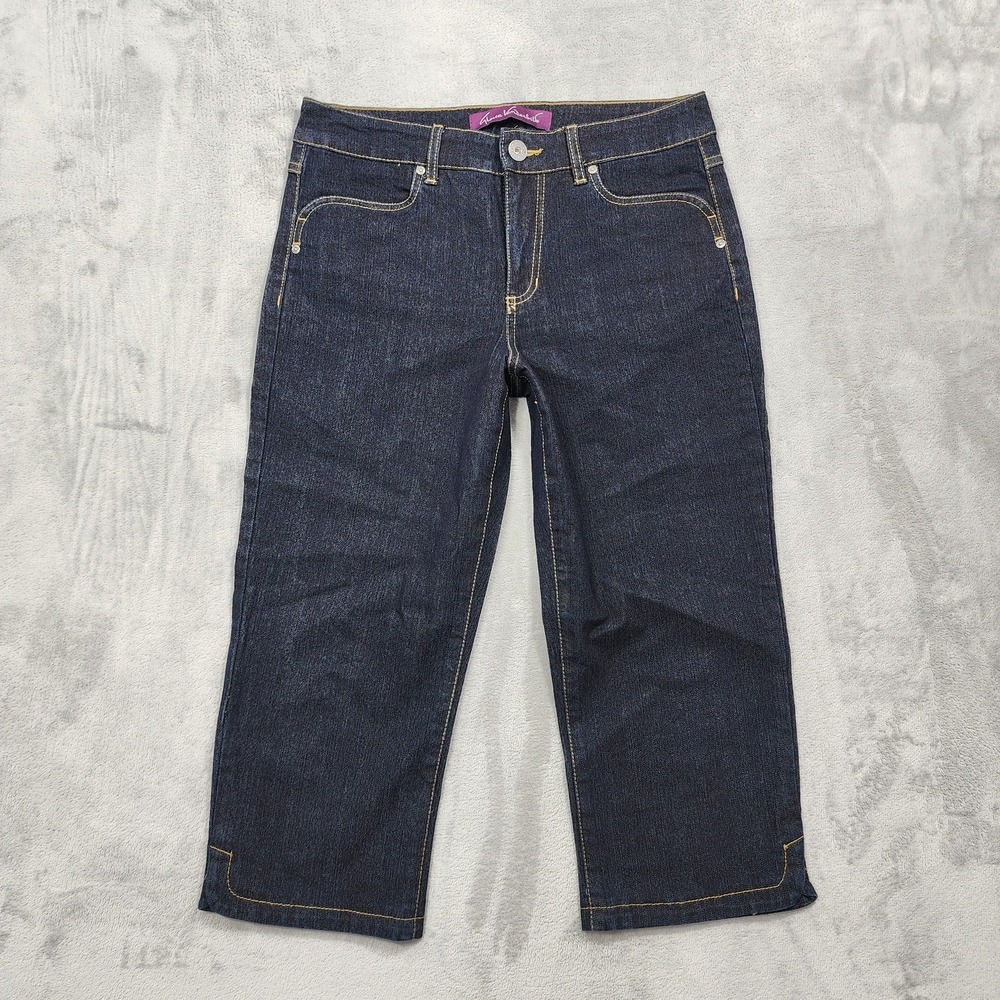 Gloria Vanderbilt Jeans Womens 8 Blue Mid Rise Capri Dark Wash Stretch Denim